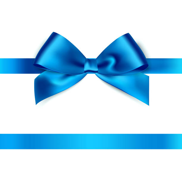 illustrazioni stock, clip art, cartoni animati e icone di tendenza di nastro in raso lucido blu su sfondo bianco - blue bow