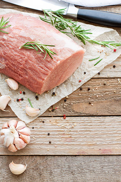 istock Raw veal tenderloin on wooden table 521261616
