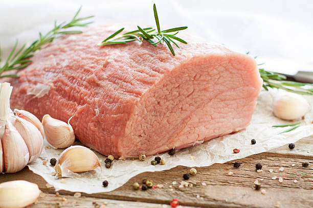 istock Raw veal tenderloin on wooden table 521261716