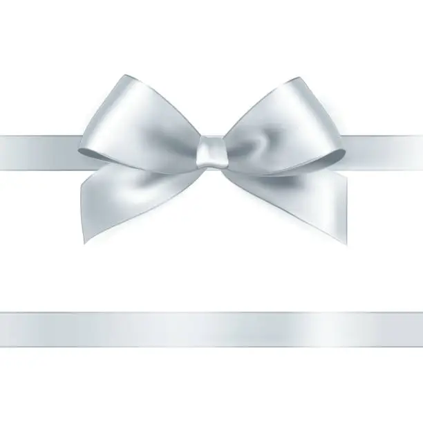 Vector illustration of Shiny white satin ribbon