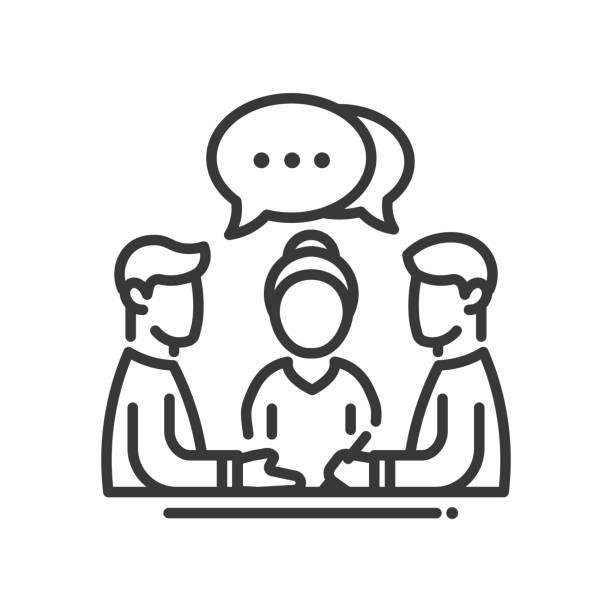 business meeting single icon - küçük bir grup stock illustrations
