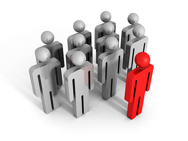 istock red 3d leader man icon figure forward of team 521264597