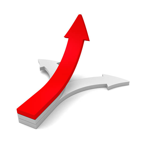 istock red 3d rising up leader arrow on white background 521264981