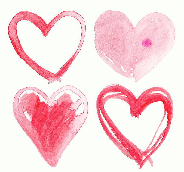 Set of Handmade Hearts. Painting illustration. Set of Handmade Hearts. Painting illustration. watercolor heart stock pictures, royalty-free photos & images