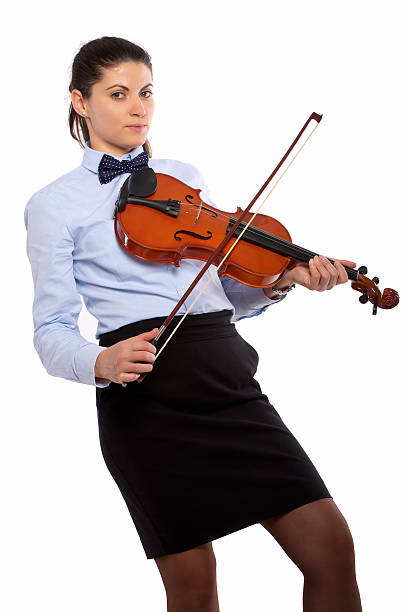 dinâmica quadro com uma jovem mulher segurando um violino - fine art portrait music sheet music violin - fotografias e filmes do acervo