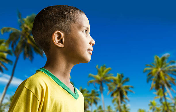 istock Little Brazilian boy in a tropical background 521268367