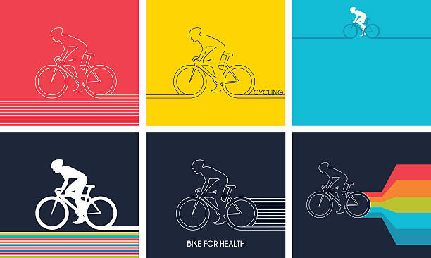Cyclists on bikes. set isolated d vector illustration Cyclists on bikes,  icons set isolated on colorful background, vector illustration. People riding bikes. bikers and bicycling. sport and exercise bycicle stock illustrations