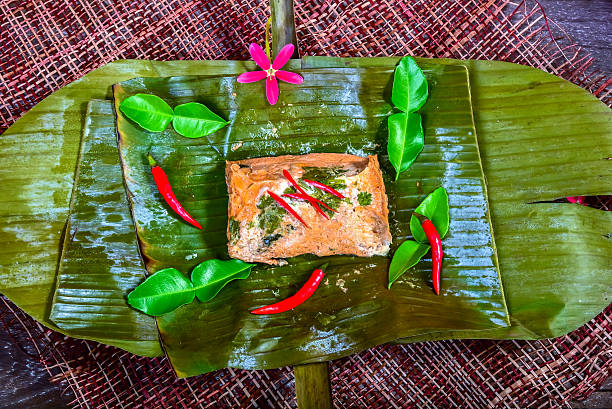 homok - banana leaf food thailand thai culture ストックフォトと画像