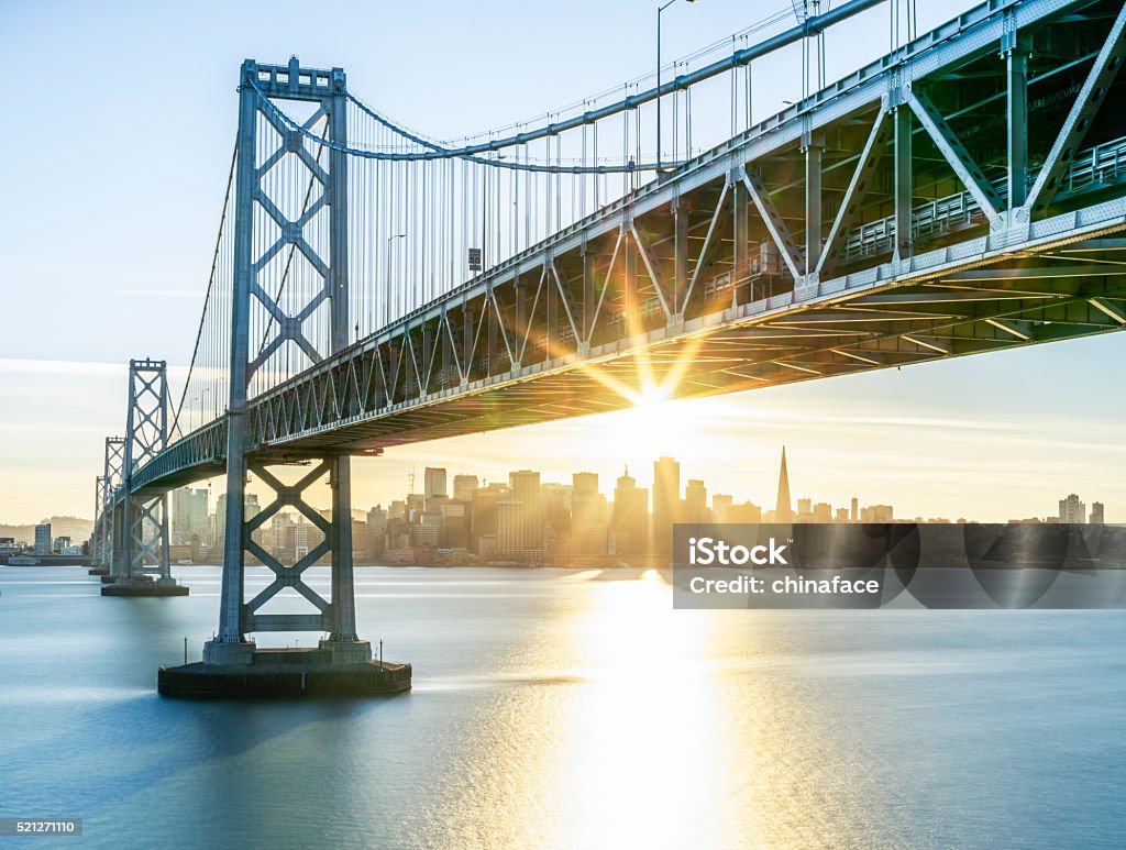 Bay Bridge and skyline of San Francisco Bay Bridge and skyline of San Francisco, USA. San Francisco-Oakland Bay Bridge Stock Photo