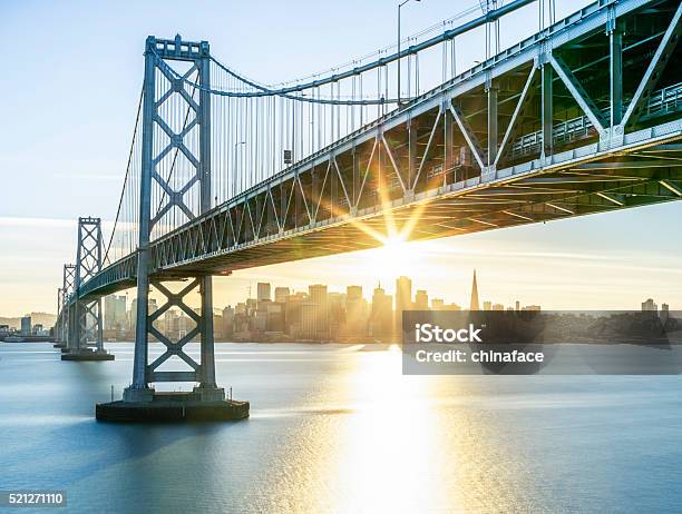 Bay Bridge And Skyline Of San Francisco Stock Photo - Download Image Now - San Francisco-Oakland Bay Bridge, Bridge - Built Structure, California