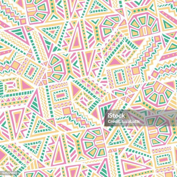 Hand Drawn Ethnic Seamless Pattern Stock Illustration - Download Image Now - African Culture, American Culture, Angle