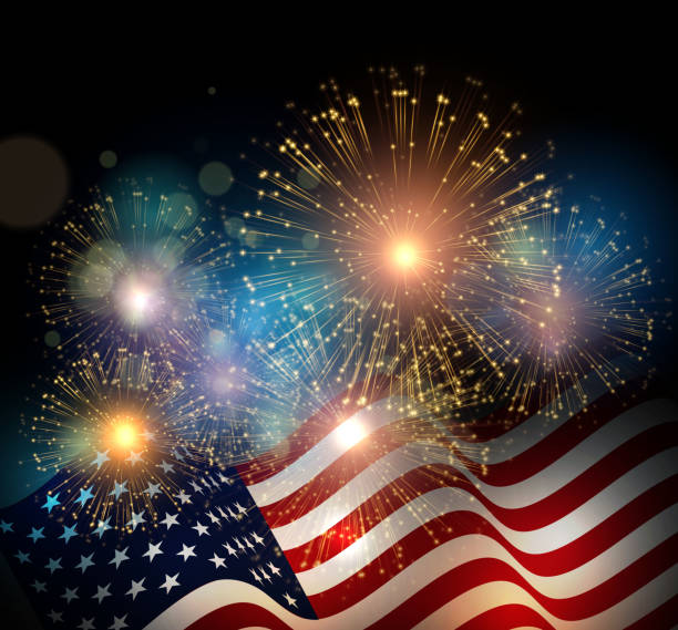 United States flag United States flag. Fireworks background for USA Independence Day. Fourth of July celebrate 4th of july fireworks stock illustrations