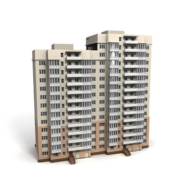 Building 3D image of bulding on white background. white buildings stock pictures, royalty-free photos & images