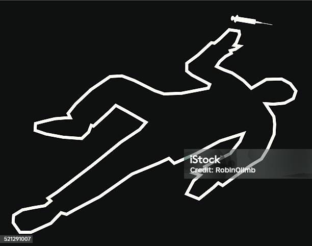 Body Outline Drug Overdose Stock Illustration - Download Image Now - Chalk Outline, Crime Scene, Dead Person