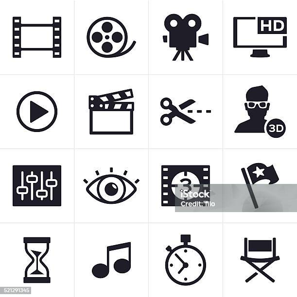 Movie Making And Video Editing Icons Stock Illustration - Download Image Now - Icon Symbol, Movie, Movie Theater