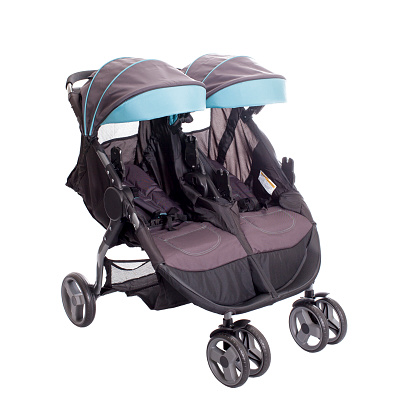 Twin stroller isolated on a white background