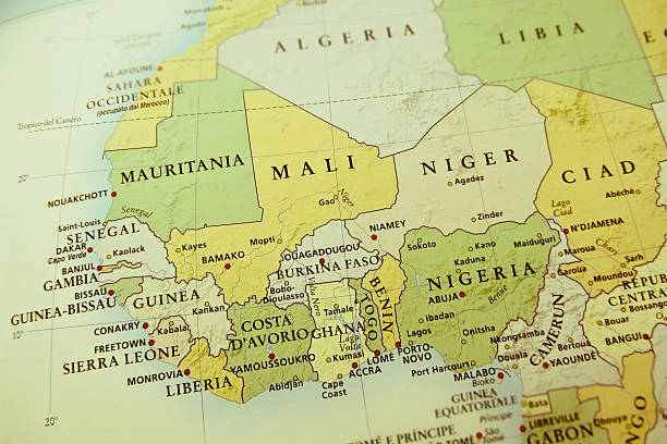 mapa afryka zachodnia - gwinea obrazy zdjęcia i obrazy z banku zdjęć