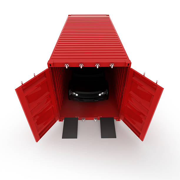 istock render illustration of a car inside of a red container 521293147