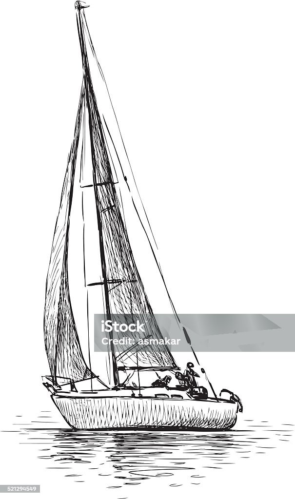De yacht voile - clipart vectoriel de Bateau à voile libre de droits