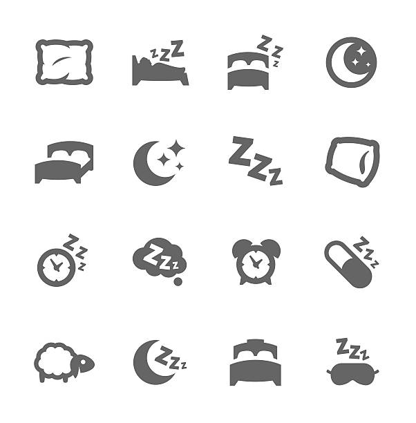 illustrazioni stock, clip art, cartoni animati e icone di tendenza di dormire bene icone - notte immagine