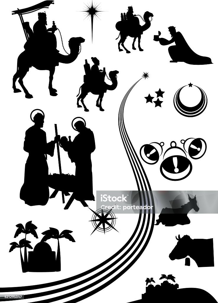 nativity scene set nativity scene icon or shape set. Angel stock vector