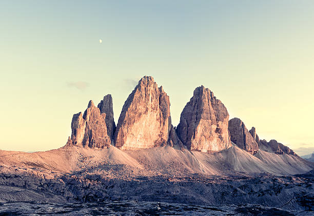istock Panorama of Tre Cime at sunny sunset 521295711