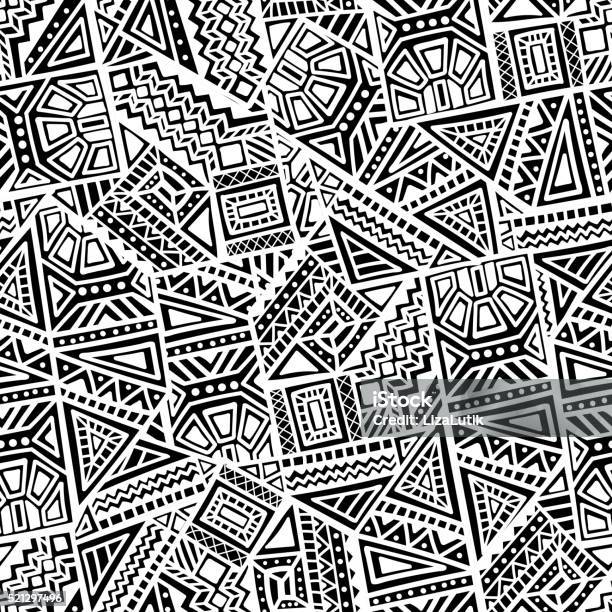 Hand Drawn Ethnic Seamless Pattern Stock Illustration - Download Image Now - African Culture, Pattern, Textile