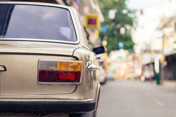 istock Back view of a vintage car. 521298734