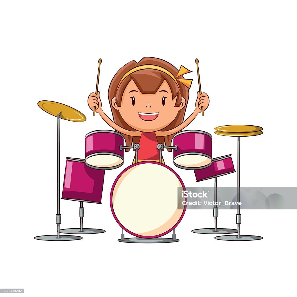 Girl Playing Drums Stock Illustration - Download Image Now - Drumstick,  Artist, Arts Culture and Entertainment - iStock