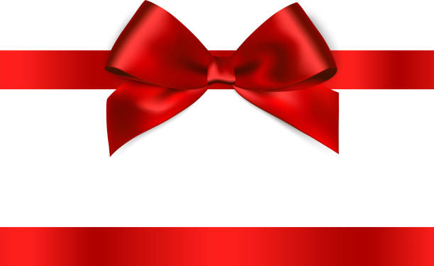 shiny red satin ribbon on white background - red ribbon stock illustrations