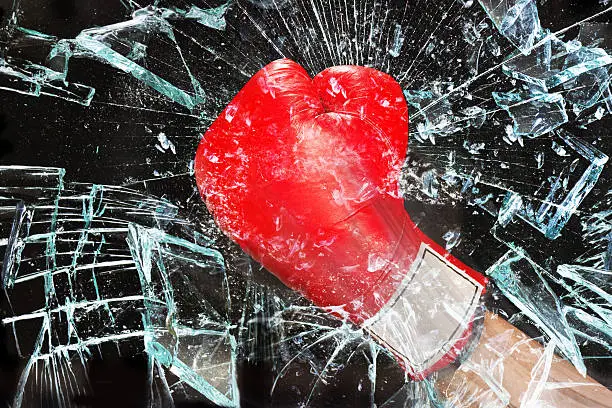 Photo of Boxing through glass window.