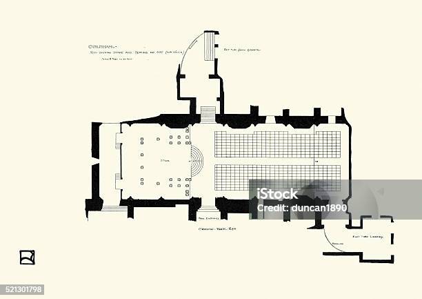 Ground Plan Of The Guildhall London 1900 Stock Illustration - Download Image Now - Plan - Document, Stage Theater, Stage - Performance Space