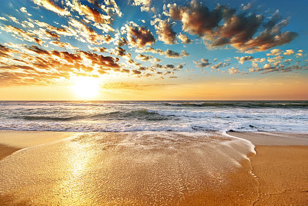 istock Sunset landscape. Beautiful sunset & black sea landscape. 521303602