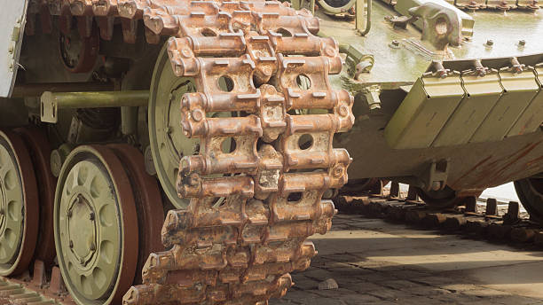 istock Tracked military equipment, close-up 521304114
