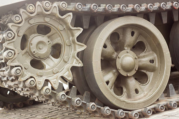 istock Tracked military equipment, close-up 521304596