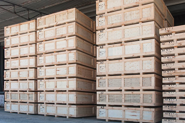 istock Cargo in wooden case at warehouse 521308378