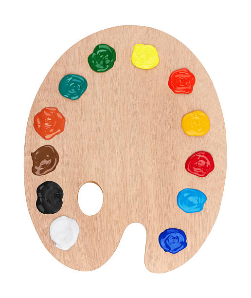 istock Wooden art palette with paints 521308440