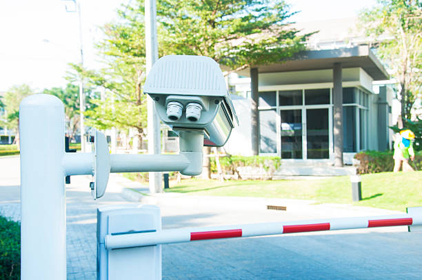 istock Villa surveillance camera or cctv stand on entrance and exit 521309924