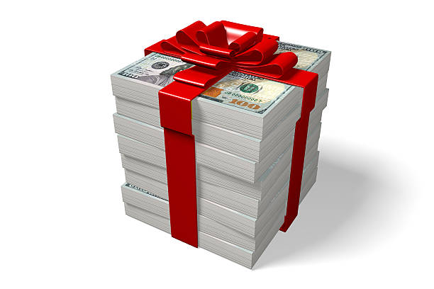 istock 3D money/ dollars, gift box concept 521312810