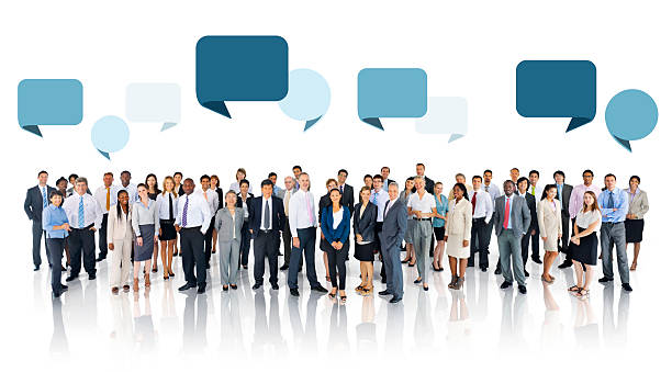 istock Multiethnic Group of Business People with Speech Bubbles 521315671