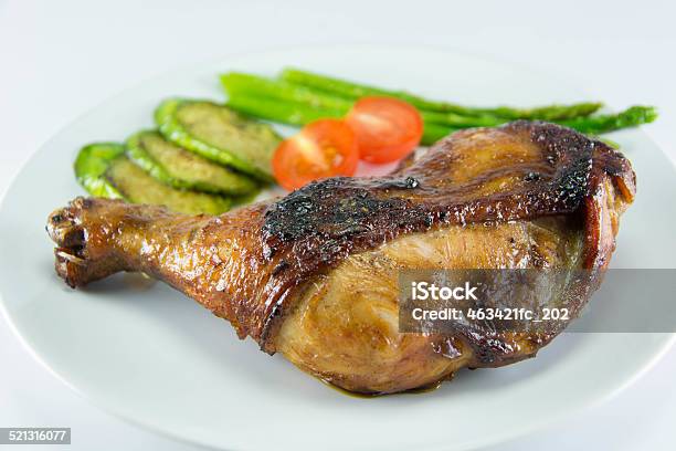 Closeup Of Roast Chicken And Vegetables Stock Photo - Download Image Now - Barbecue - Meal, Barbecue Grill, Bean