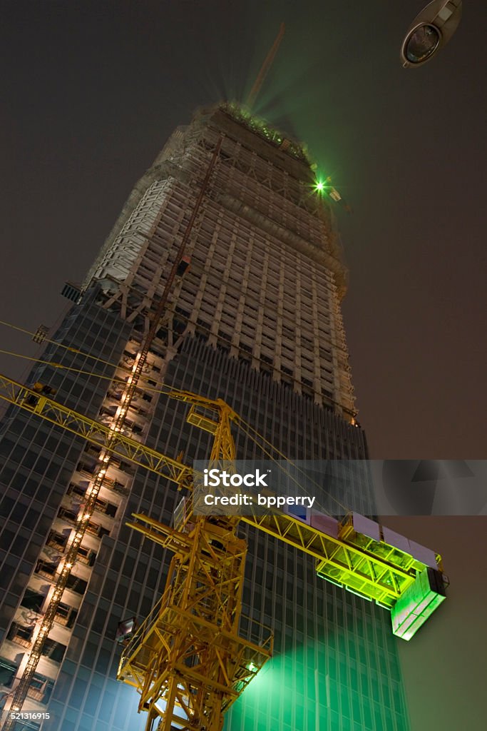 Contruction of Highest Building Beijing, China Construction of the Highest Building in Beijing China At Night.  Construction of the the third trade center building in Beijing, October 2007 Architecture Stock Photo