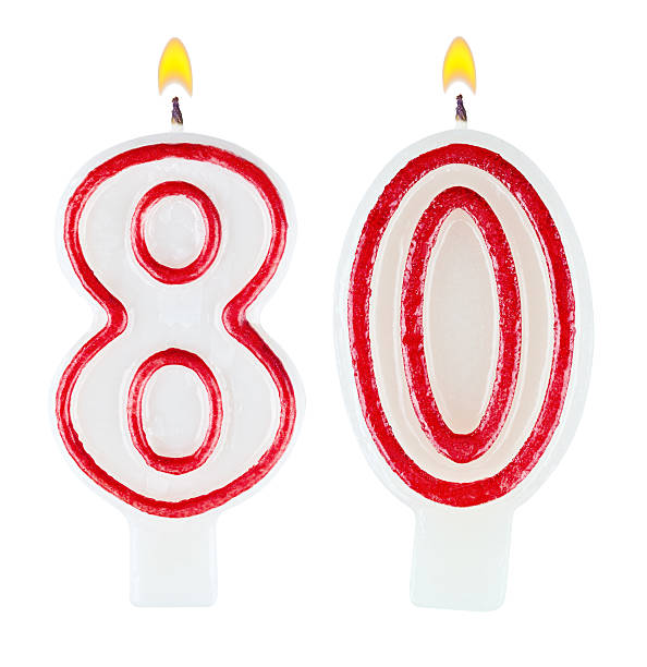 istock Birthday candles number eighty isolated on white background 521317879
