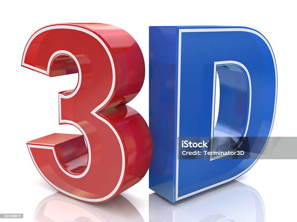 3D word logo written in red and blue color Illustration of 3D word logo written in red and blue color in the design of the information related to the three-dimensional graphics Alphabet Stock Photo