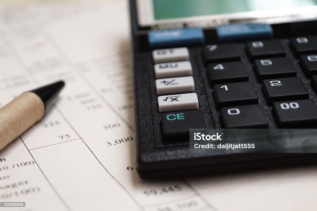 Financial data analyzing calculator Tax Stock Photo