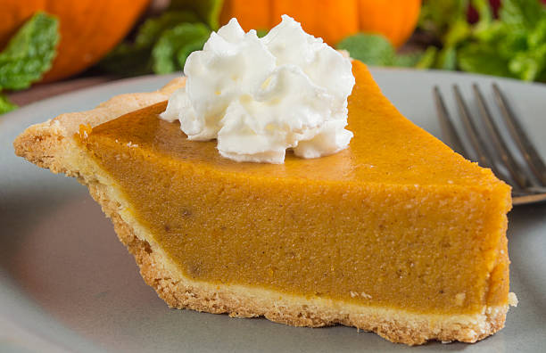 istock slice of pumpkin pie on a plate with whipped cream 521320315