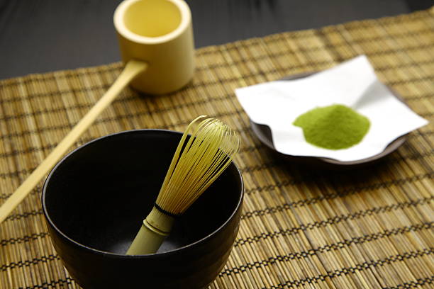 istock Japanese traditional tea set with powdered green tea 521320961
