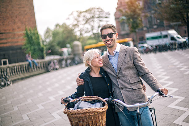 istock Smiling couple enjoying the bicycle ride 521322279