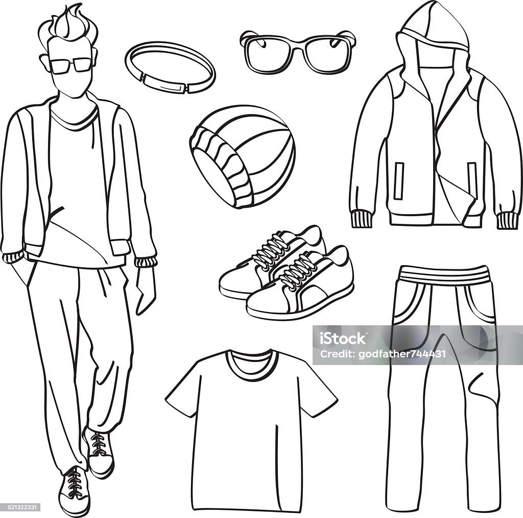 Ilustración de Moda Hombre Con La Ropa Y Accesorios y más Vectores Libres  de Derechos de Accesorio personal - Accesorio personal, Adulto, Belleza -  iStock