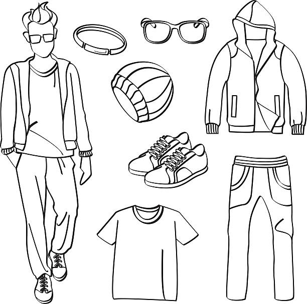Fashion Man with Clothing and Accessories vector art illustration